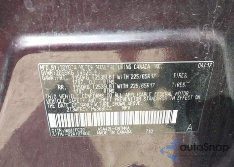 2017 Toyota Rav4 Xle из США, поврежденный, VIN 2T3WFREV7HW368555